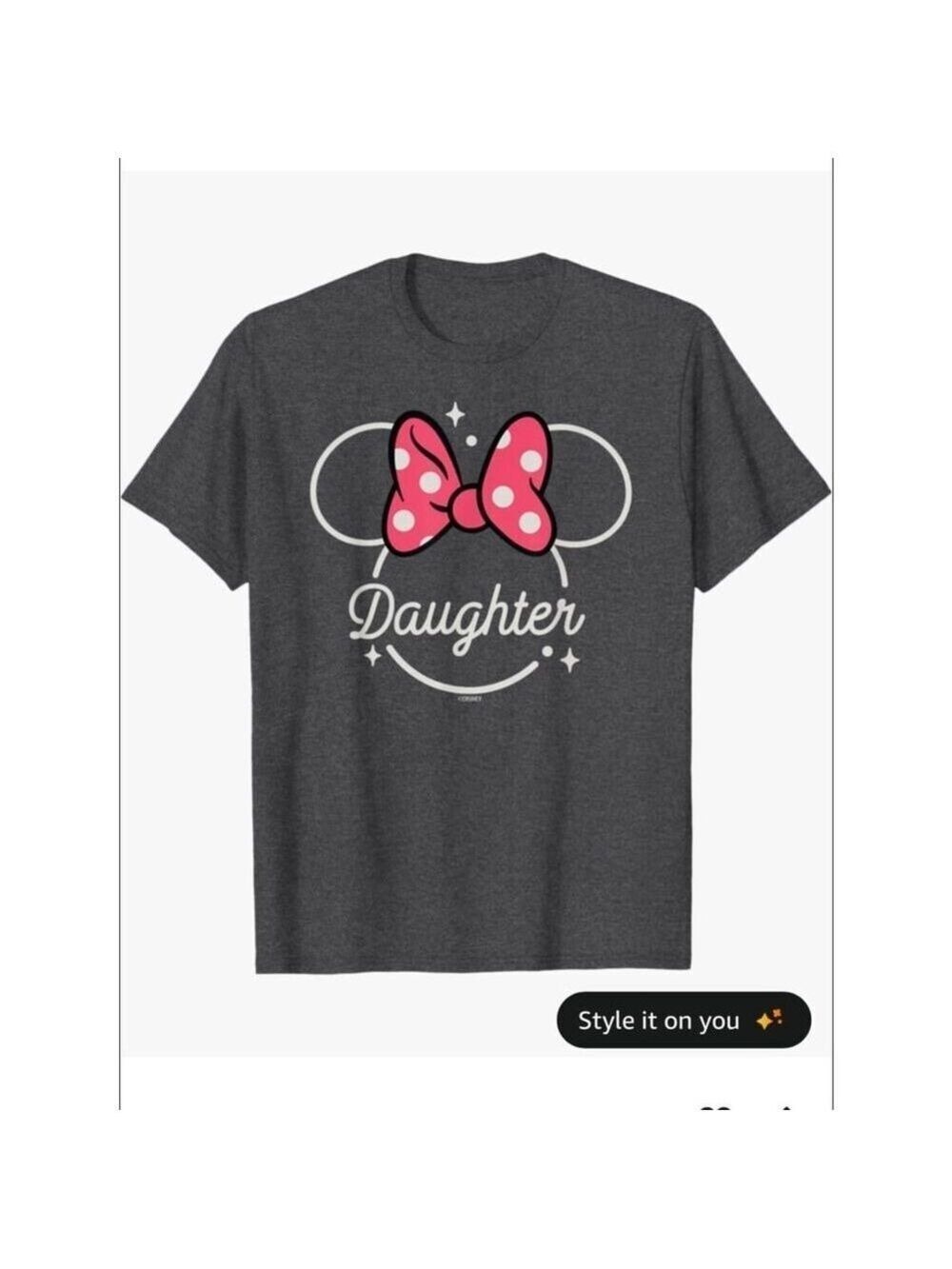 Disney Minnie Mouse Daughter Shirt XL Gray Disney Family Trip Graphic Tee